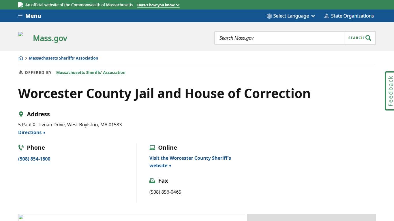 Worcester County Jail and House of Correction | Mass.gov