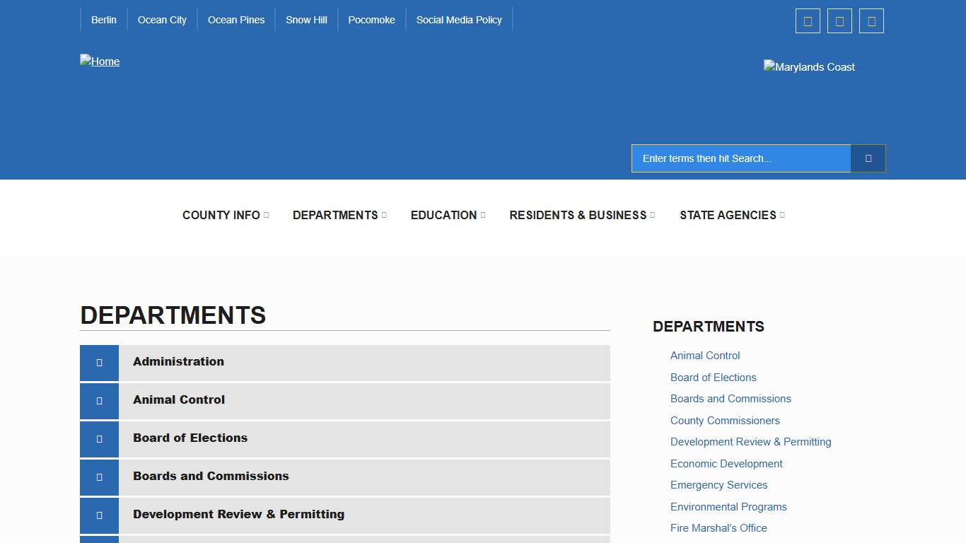 Departments | Worcester County