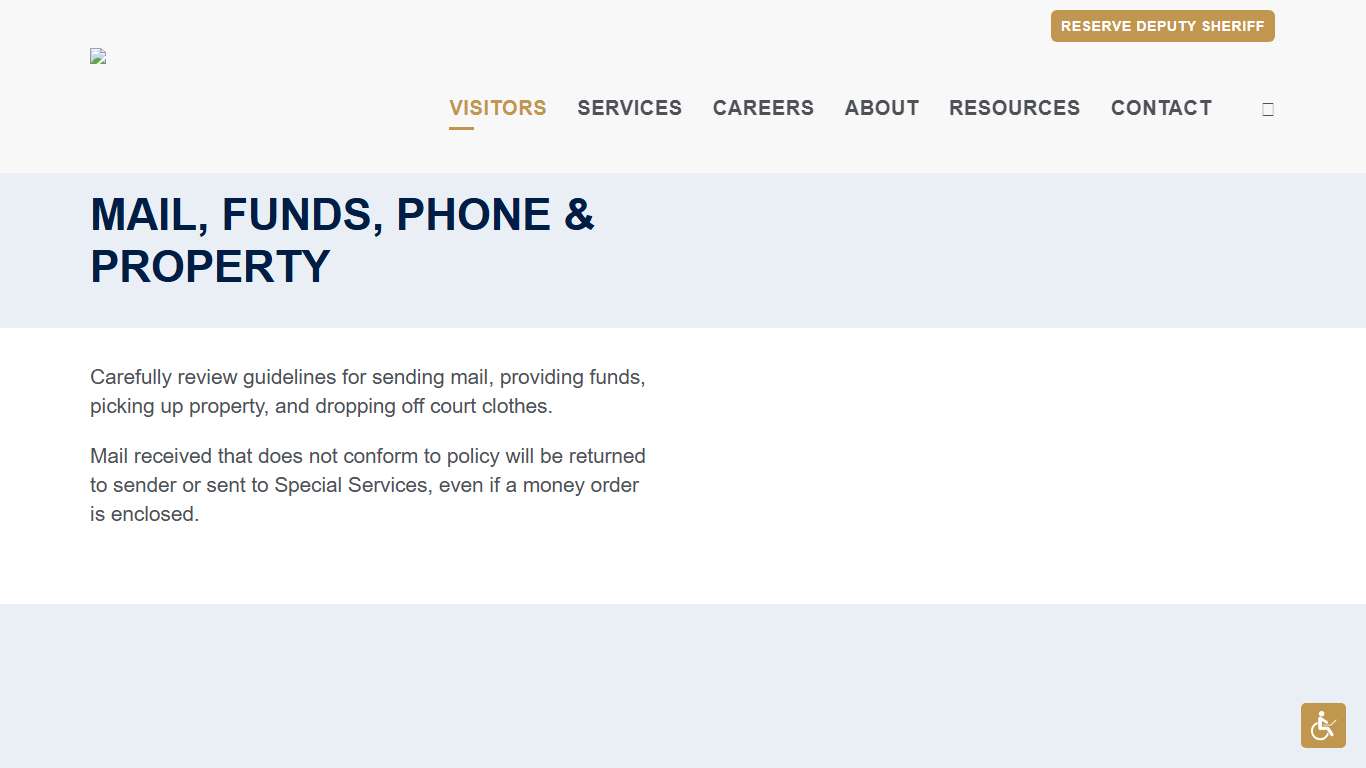 Mail, Funds, Phone & Property - Worcester County Sheriff's Office